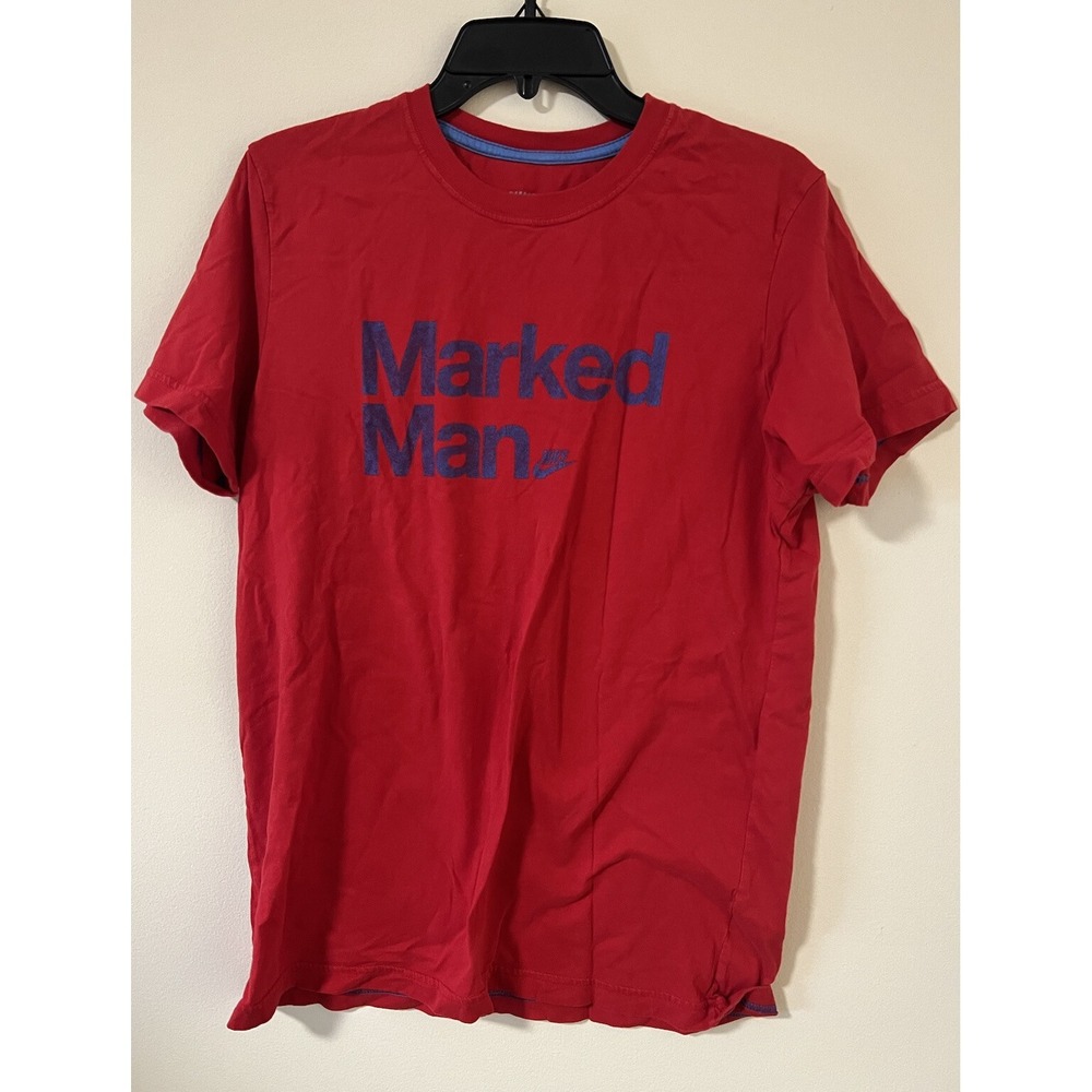 Nike "Marked Man" Shirt Adult Large Red Cotton Slim Fit Short Sleeve Tee